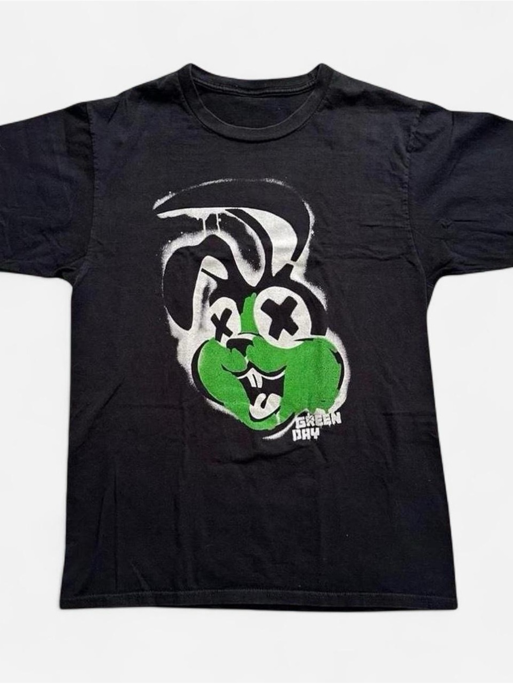 Green Day Black Graphic Tee with Green Character Small